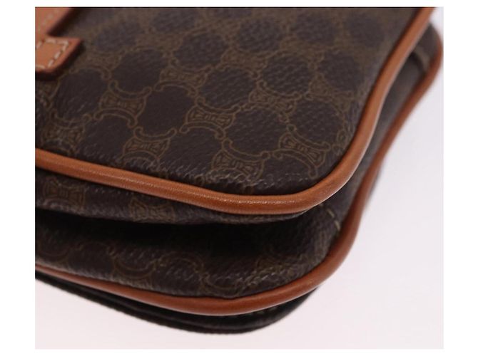 Céline Marsupio CELINE Macadam Canvas PVC Pelle Marrone Oro Auth 194626A D'oro - vista 17