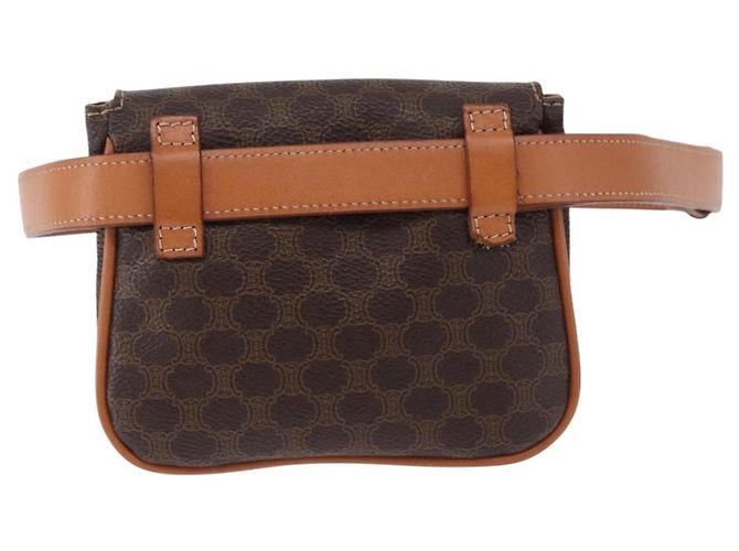 Céline Marsupio CELINE Macadam Canvas PVC Pelle Marrone Oro Auth 194626A D'oro - vista 2