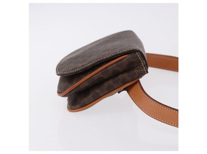 Céline Marsupio CELINE Macadam Canvas PVC Pelle Marrone Oro Auth 194626A D'oro - vista 3