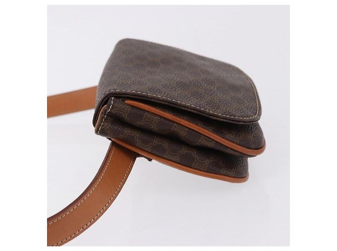 Céline Marsupio CELINE Macadam Canvas PVC Pelle Marrone Oro Auth 194626A D'oro - vista 4