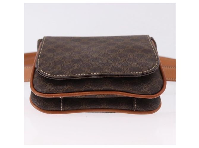 Céline Marsupio CELINE Macadam Canvas PVC Pelle Marrone Oro Auth 194626A D'oro - vista 5