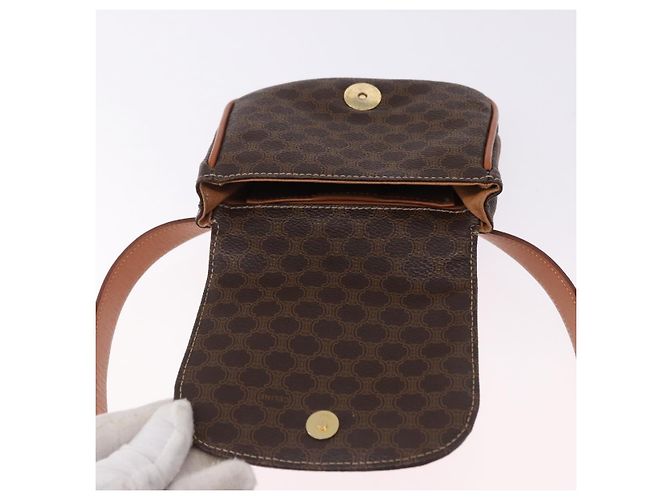 Céline Marsupio CELINE Macadam Canvas PVC Pelle Marrone Oro Auth 194626A D'oro - vista 9