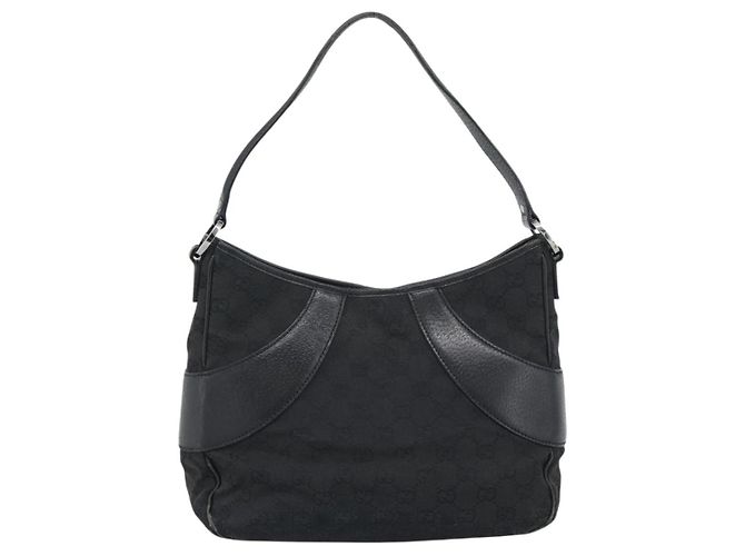GUCCI GG Canvas Shoulder Bag Black Silver 113 012 Auth 194061 Silvery - view 13