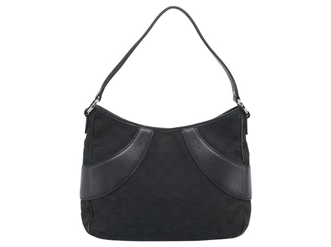 GUCCI GG Canvas Shoulder Bag Black Silver 113 012 Auth 194061 Silvery - view 2