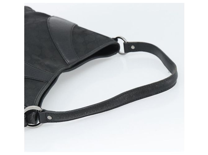 GUCCI GG Canvas Shoulder Bag Black Silver 113 012 Auth 194061 Silvery - view 7