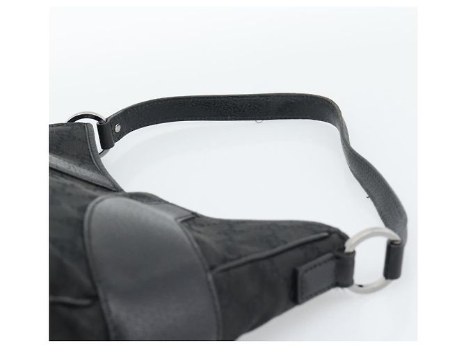 GUCCI GG Canvas Shoulder Bag Black Silver 113 012 Auth 194061 Silvery - view 8