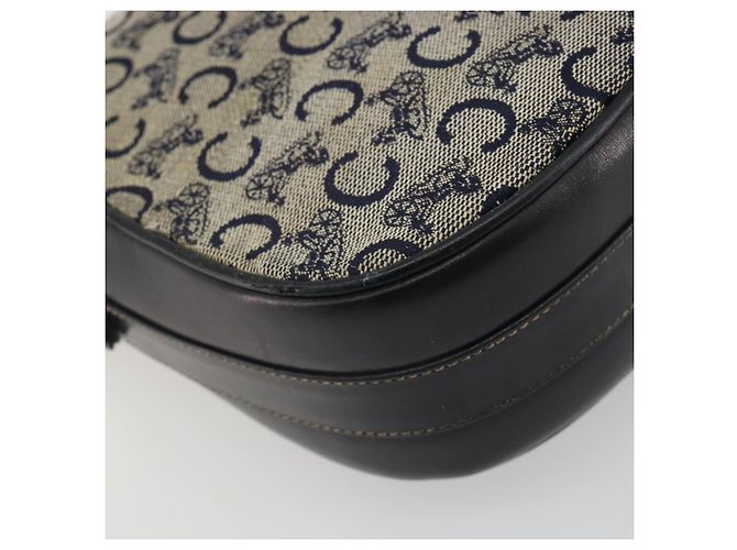 Céline Borsa a Spalla CELINE C Sulky Canvas Navy Gold Auth kk693 D'oro Blu navy - vista 17