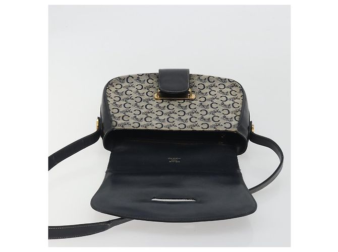 Céline Borsa a Spalla CELINE C Sulky Canvas Navy Gold Auth kk693 D'oro Blu navy - vista 19