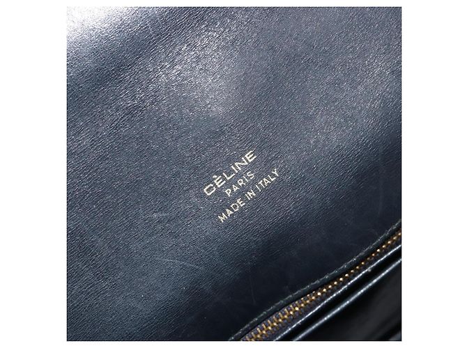 Céline Borsa a Spalla CELINE C Sulky Canvas Navy Gold Auth kk693 D'oro Blu navy - vista 20