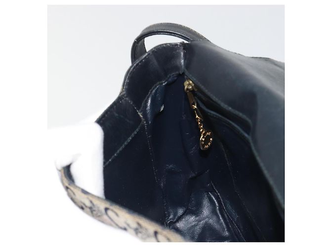 Céline Borsa a Spalla CELINE C Sulky Canvas Navy Gold Auth kk693 D'oro Blu navy - vista 22