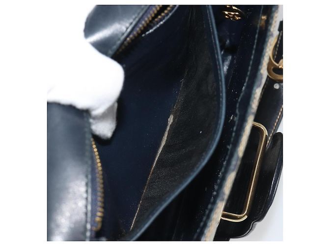 Céline Borsa a Spalla CELINE C Sulky Canvas Navy Gold Auth kk693 D'oro Blu navy - vista 24