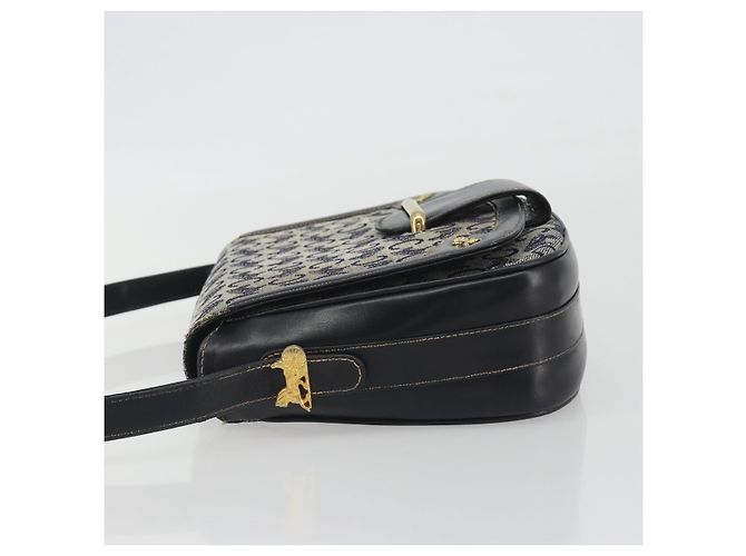 Céline Borsa a Spalla CELINE C Sulky Canvas Navy Gold Auth kk693 D'oro Blu navy - vista 4
