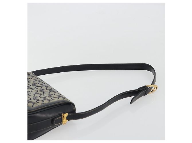 Céline Borsa a Spalla CELINE C Sulky Canvas Navy Gold Auth kk693 D'oro Blu navy - vista 8