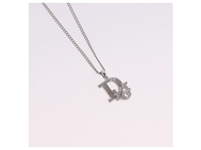Collana Christian Dior Metallo Argento Auth ka5450 - vista 3