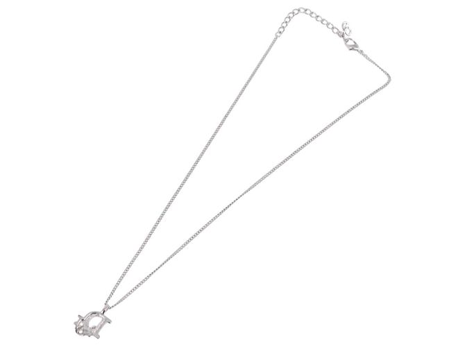 Collana Christian Dior Metallo Argento Auth ka5450 - vista 7