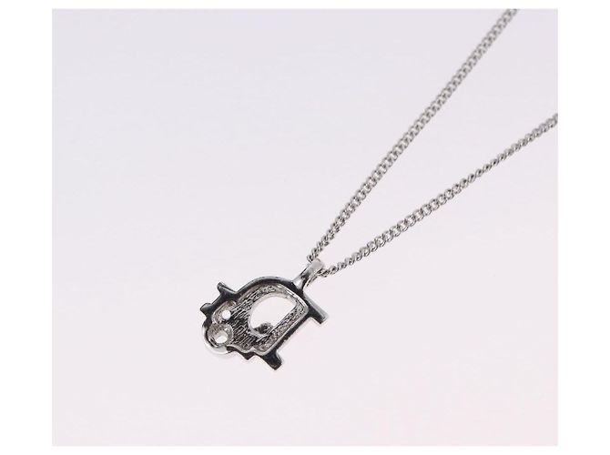 Collana Christian Dior Metallo Argento Auth ka5450 - vista 8