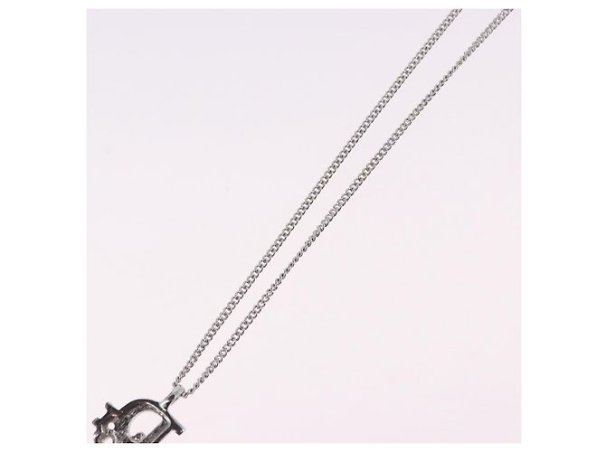 Collana Christian Dior Metallo Argento Auth ka5450 - vista 9