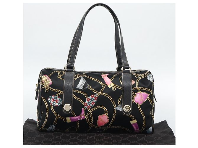 Borsa GUCCI in raso nero con finiture dorate 154180 Auth ep15224V - vista 12
