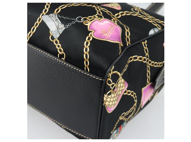 Borsa GUCCI in raso nero con finiture dorate 154180 Auth ep15224V - vista 15