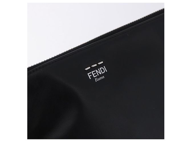 FENDI Clutch Bag Leder Schwarz Silber 7M0225 Auth ka5375V - Ansicht 17
