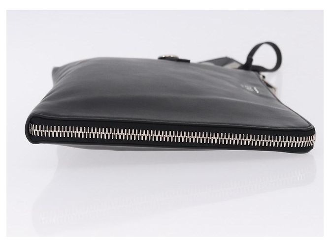FENDI Clutch Bag Leder Schwarz Silber 7M0225 Auth ka5375V - Ansicht 3