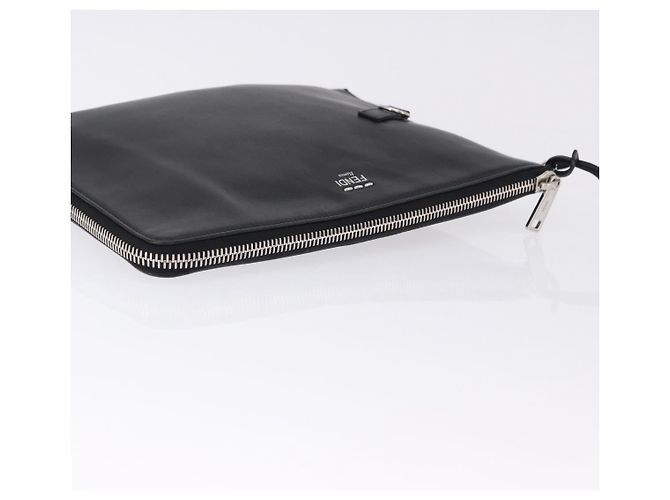 FENDI Clutch Bag Leder Schwarz Silber 7M0225 Auth ka5375V - Ansicht 5