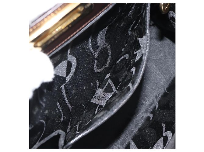 Borsa a catena Gancini Salvatore Ferragamo in pelle marrone scuro oro Auth 194570A - vista 11