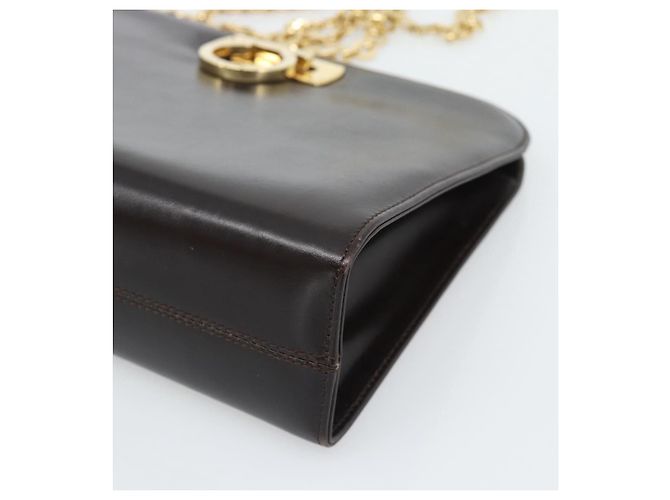 Borsa a catena Gancini Salvatore Ferragamo in pelle marrone scuro oro Auth 194570A - vista 14