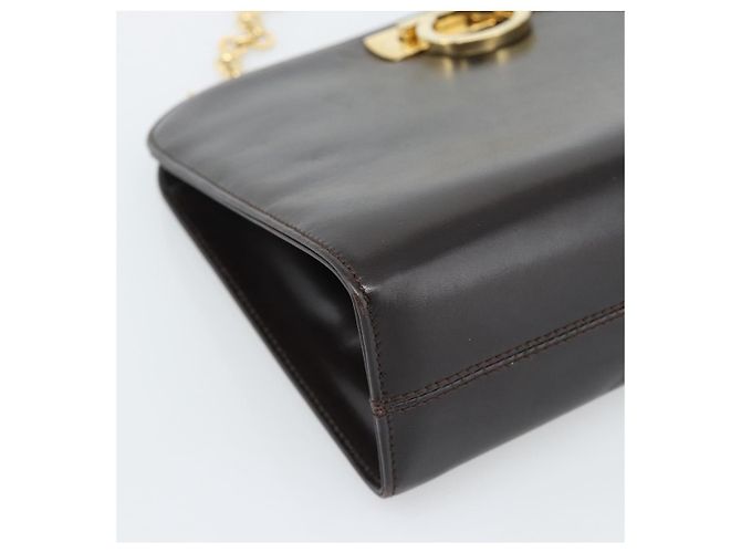 Borsa a catena Gancini Salvatore Ferragamo in pelle marrone scuro oro Auth 194570A - vista 15