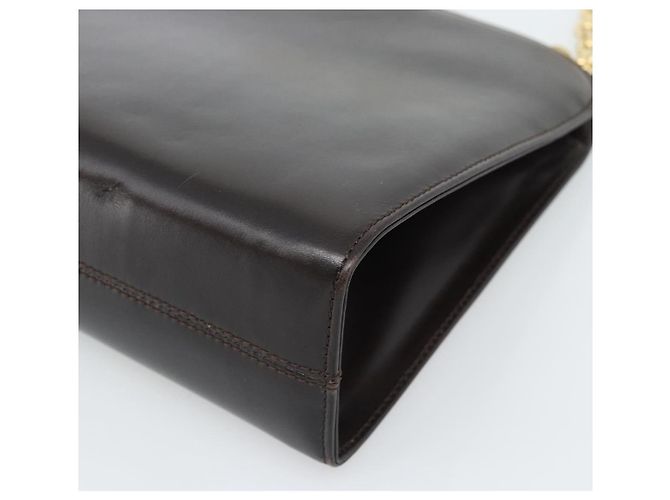 Borsa a catena Gancini Salvatore Ferragamo in pelle marrone scuro oro Auth 194570A - vista 16