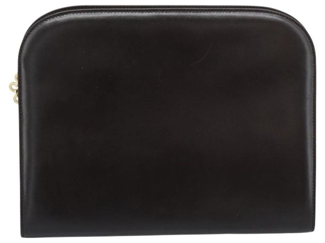 Borsa a catena Gancini Salvatore Ferragamo in pelle marrone scuro oro Auth 194570A - vista 2