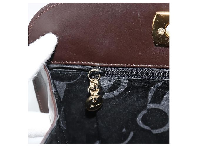 Borsa a catena Gancini Salvatore Ferragamo in pelle marrone scuro oro Auth 194570A - vista 20