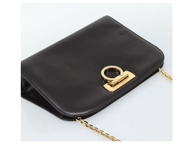 Borsa a catena Gancini Salvatore Ferragamo in pelle marrone scuro oro Auth 194570A - vista 6