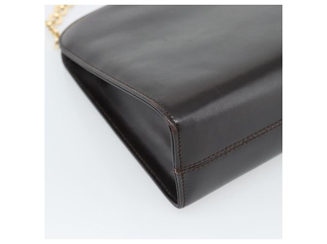 Borsa a catena Gancini Salvatore Ferragamo in pelle marrone scuro oro Auth 194570A - vista 9