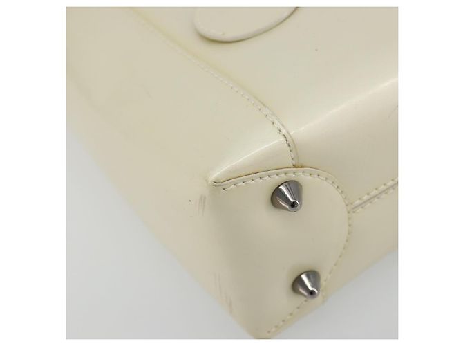Borsa Christian Dior Maris Pearl in vernice bianco e argento Auth 193129A - vista 15
