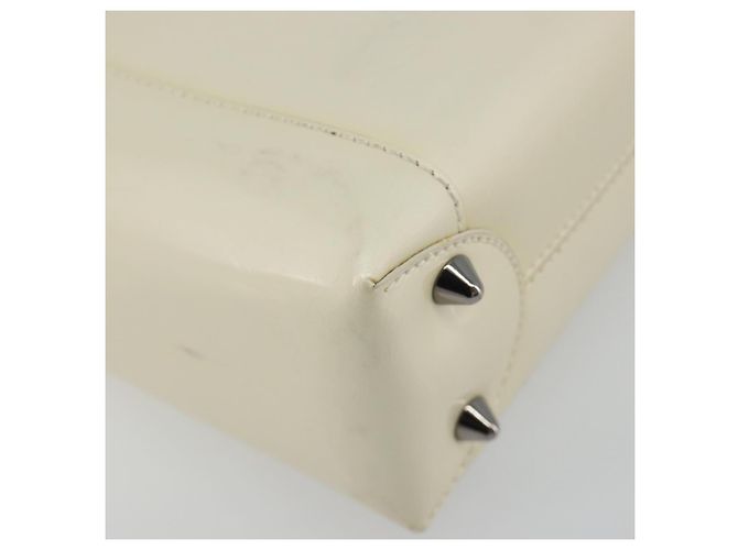 Borsa Christian Dior Maris Pearl in vernice bianco e argento Auth 193129A - vista 17