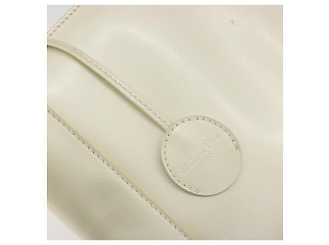 Borsa Christian Dior Maris Pearl in vernice bianco e argento Auth 193129A - vista 18