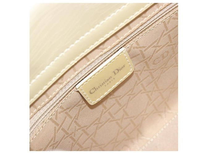 Borsa Christian Dior Maris Pearl in vernice bianco e argento Auth 193129A - vista 21