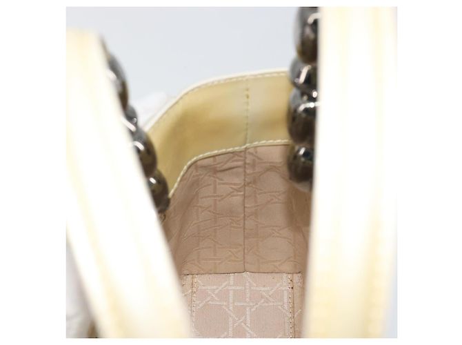 Borsa Christian Dior Maris Pearl in vernice bianco e argento Auth 193129A - vista 22