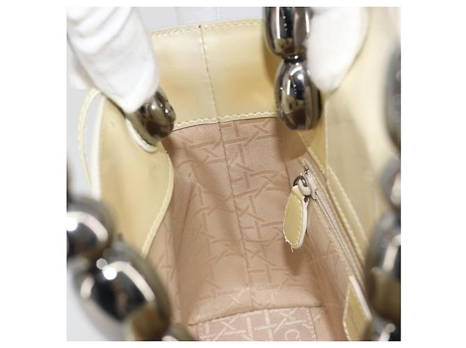 Borsa Christian Dior Maris Pearl in vernice bianco e argento Auth 193129A - vista 23