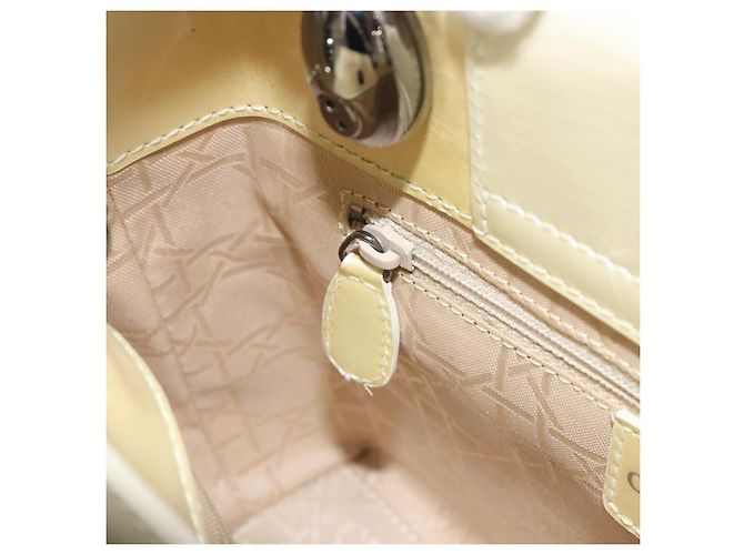Borsa Christian Dior Maris Pearl in vernice bianco e argento Auth 193129A - vista 24