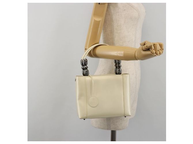 Borsa Christian Dior Maris Pearl in vernice bianco e argento Auth 193129A - vista 26