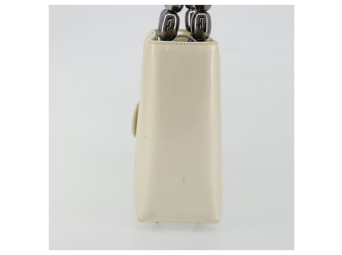 Borsa Christian Dior Maris Pearl in vernice bianco e argento Auth 193129A - vista 3
