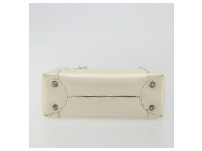Borsa Christian Dior Maris Pearl in vernice bianco e argento Auth 193129A - vista 5