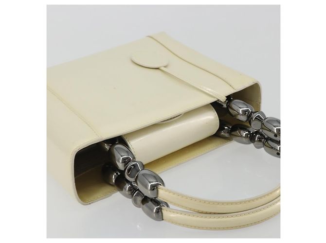 Borsa Christian Dior Maris Pearl in vernice bianco e argento Auth 193129A - vista 6