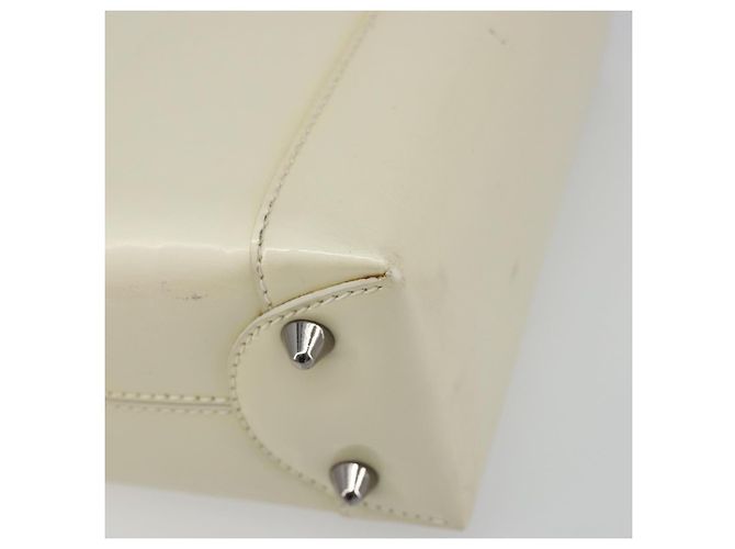 Borsa Christian Dior Maris Pearl in vernice bianco e argento Auth 193129A - vista 8