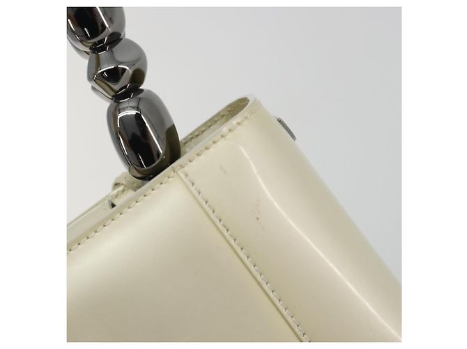 Borsa Christian Dior Maris Pearl in vernice bianco e argento Auth 193129A - vista 9