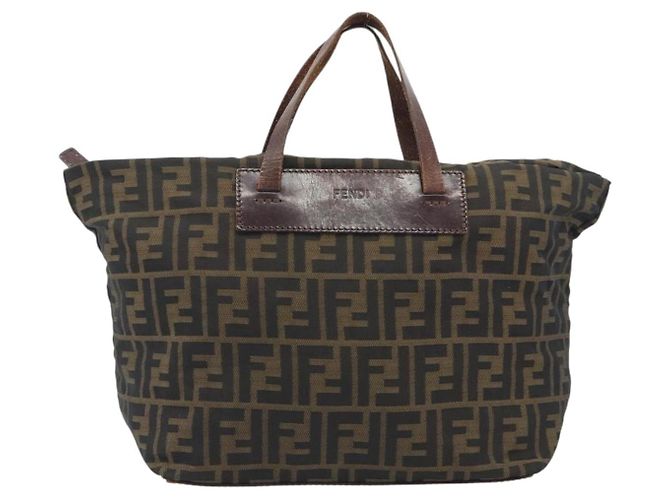 Borsa a Mano FENDI Zucca Canvas Nero Marrone Auth 190346 - vista 13