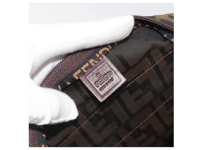 Borsa a Mano FENDI Zucca Canvas Nero Marrone Auth 190346 - vista 18