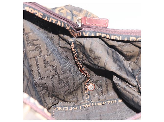 Borsa a Mano FENDI Zucca Canvas Nero Marrone Auth 190346 - vista 19